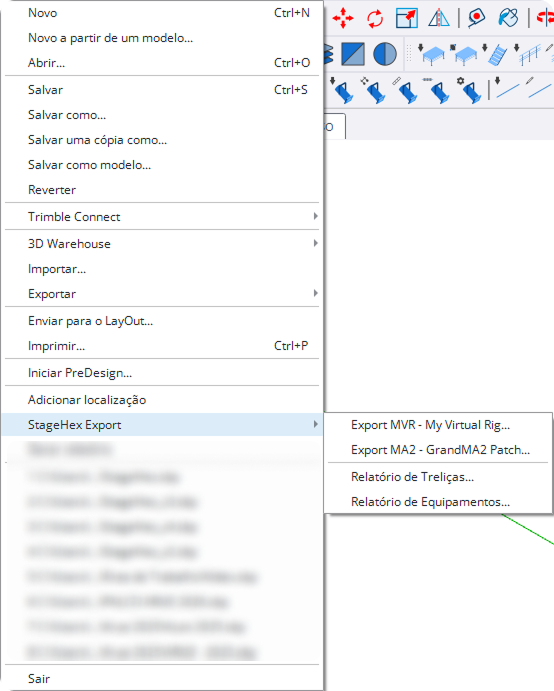 Menu StageHex Export