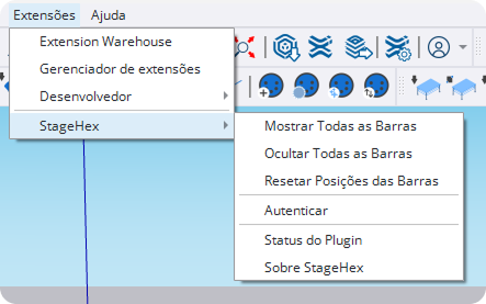 Menu StageHex no SketchUp